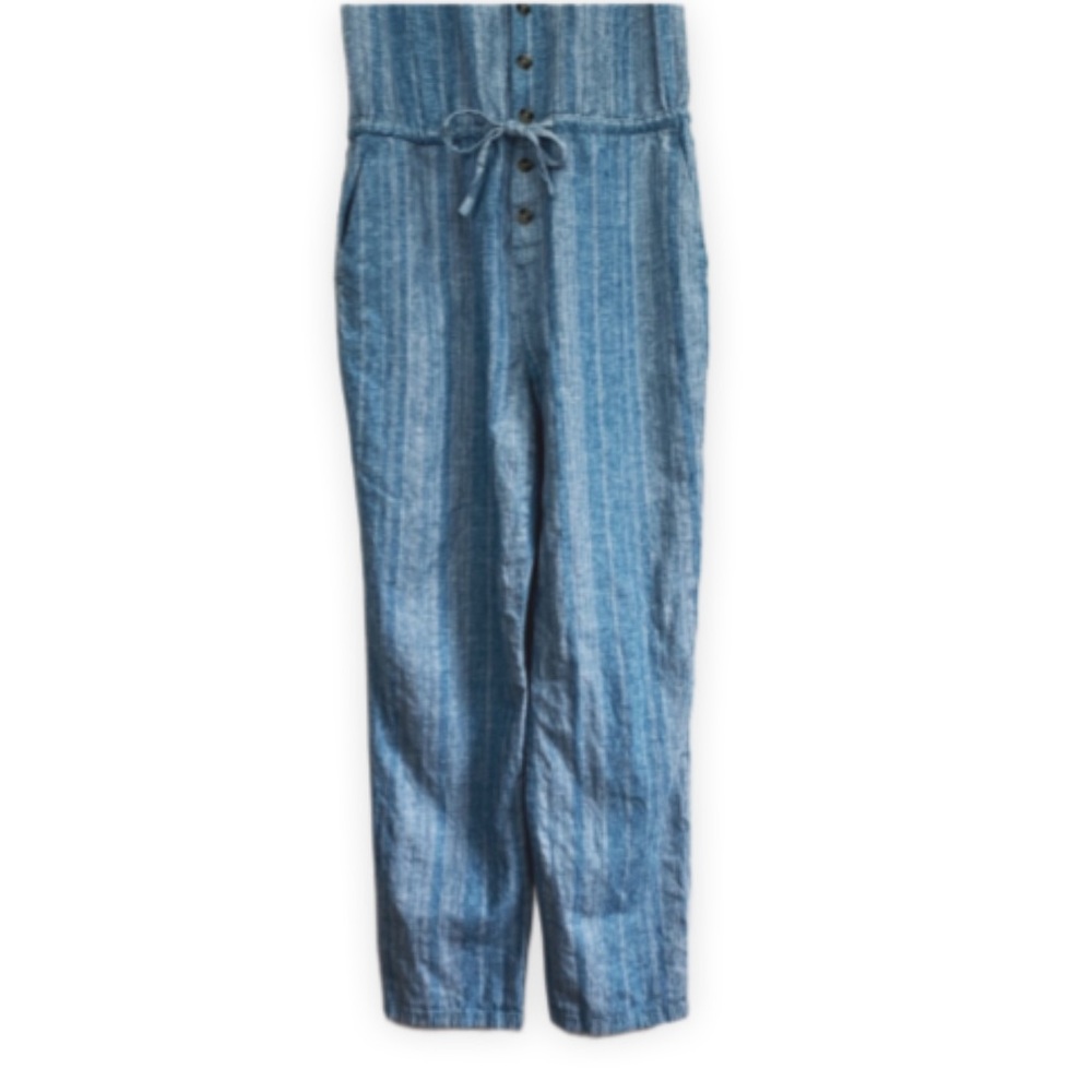 Prana Wayferers Romper Overall Hemp Organic Cotton River Rock Blue Stripe Small - Picture 6 of 10